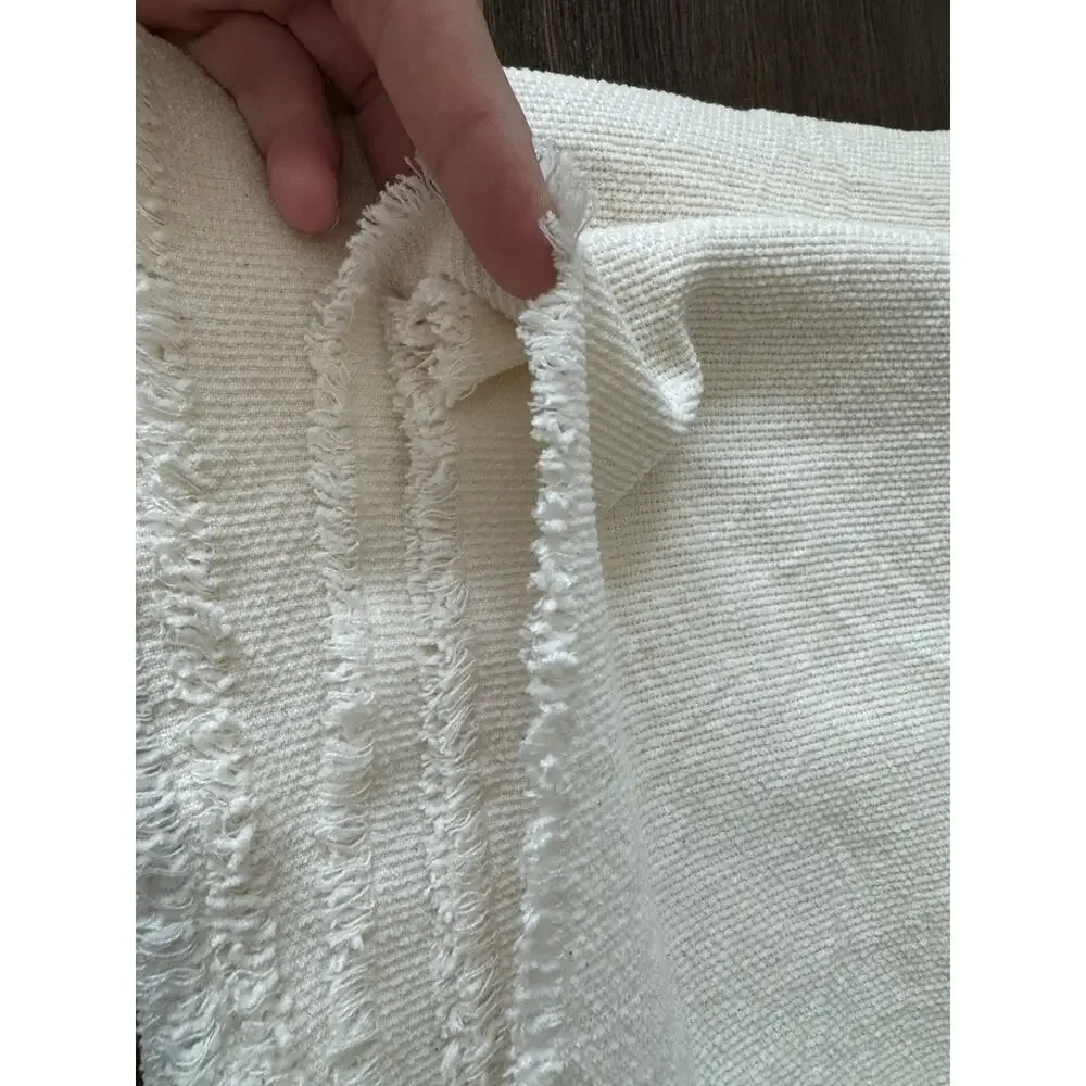 Zest Cream Cotton Throw Blanket Lightweight Neutral Soft Woven Yoga Travel Car